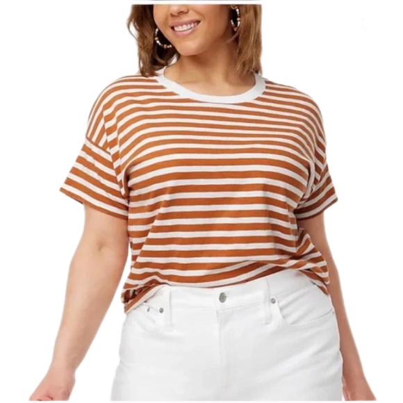 Brand J.Crew Striped Crewneck Short Sleeve Tee Top - Picture 1 of 3